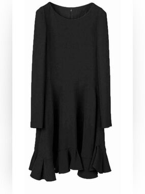 Chloé Black Long-Sleeve Ruffle Hem Dress